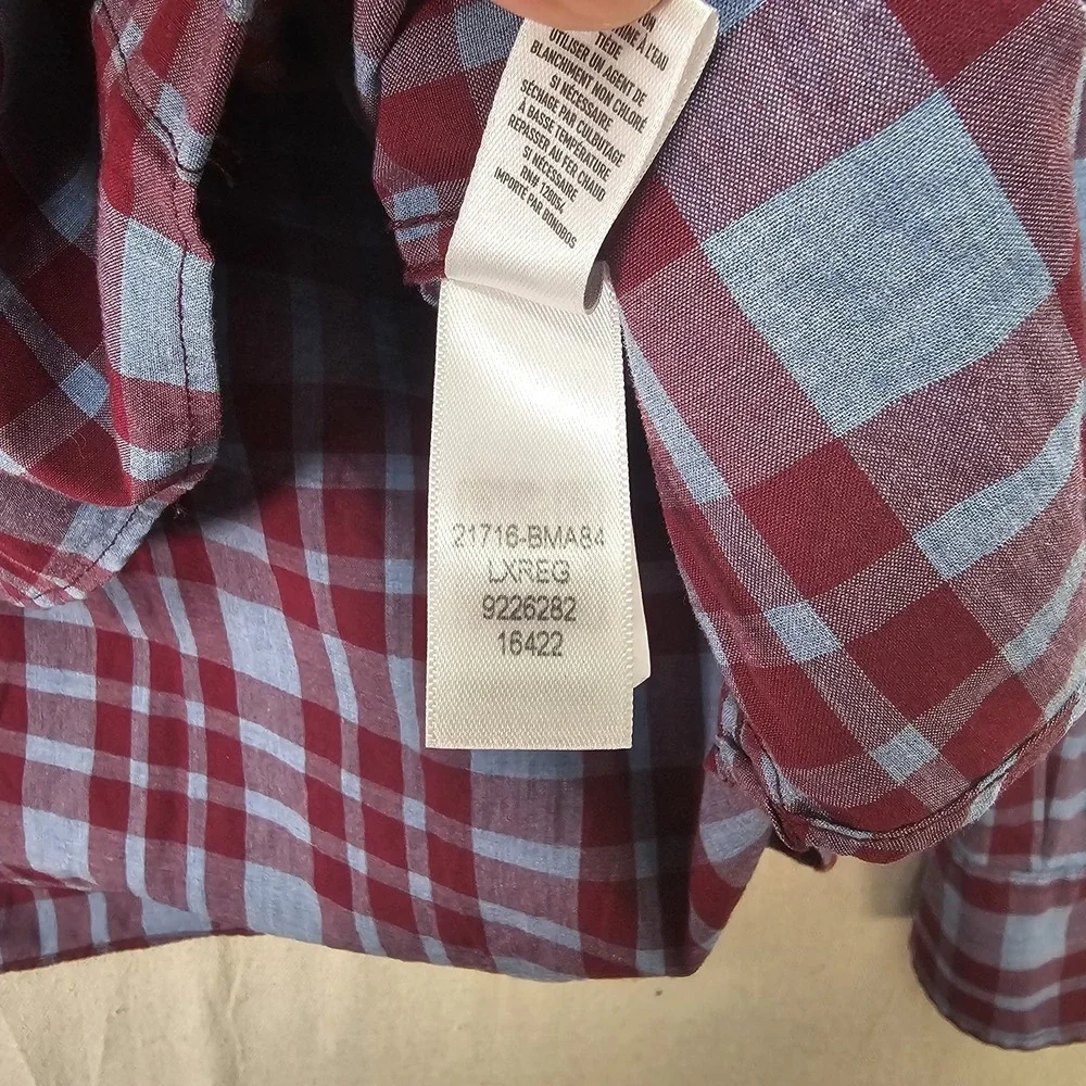 Bonobos Mens‎ Large Blue Plaid Slim Fit Grid Check Long Sleeve Button Down Shirt
